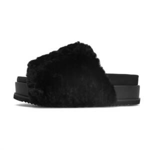 NEW ROAM women's cloud shearling stack slip-on in black